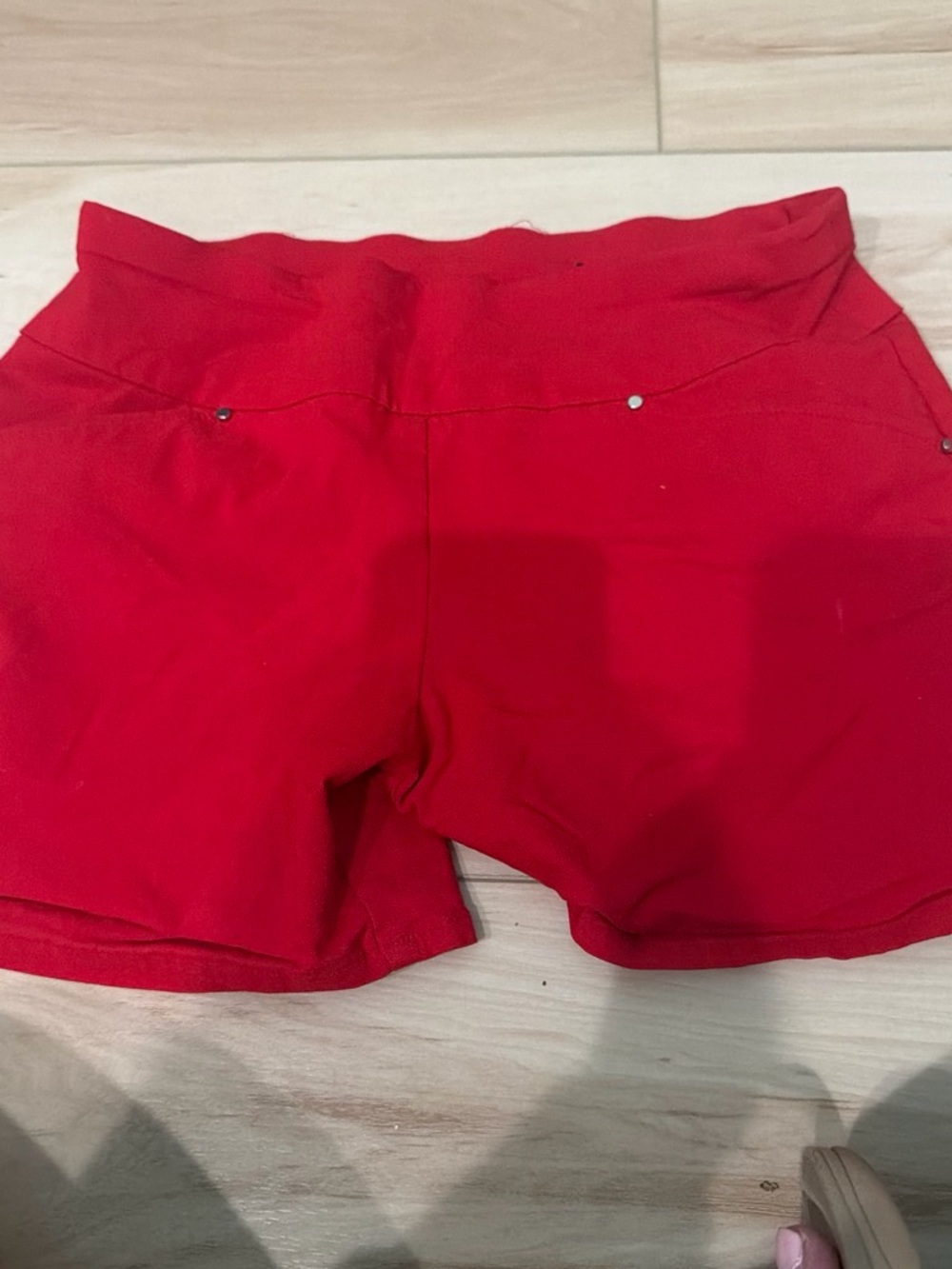INC International Concepts Red High-Waist Bike Shorts